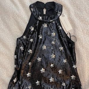 Dance & Marvel Women's Black Sequin Top Small